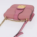Miu Miu Madras Chain Shoulder Bag Leather Pink Gold Tone Auth ka6212-7