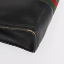 GUCCI Web Sherry Line Clutch Bag Leather Black Gold Auth ka622-10