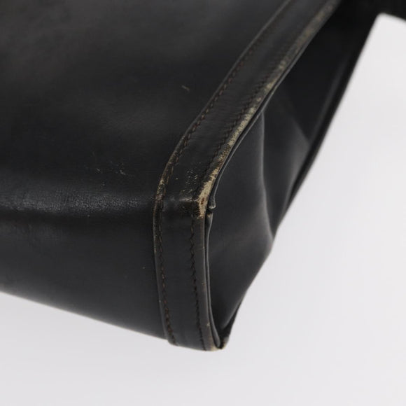 GUCCI Web Sherry Line Clutch Bag Leather Black Gold Auth ka622