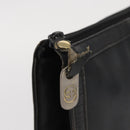 GUCCI Web Sherry Line Clutch Bag Leather Black Gold Auth ka622-12