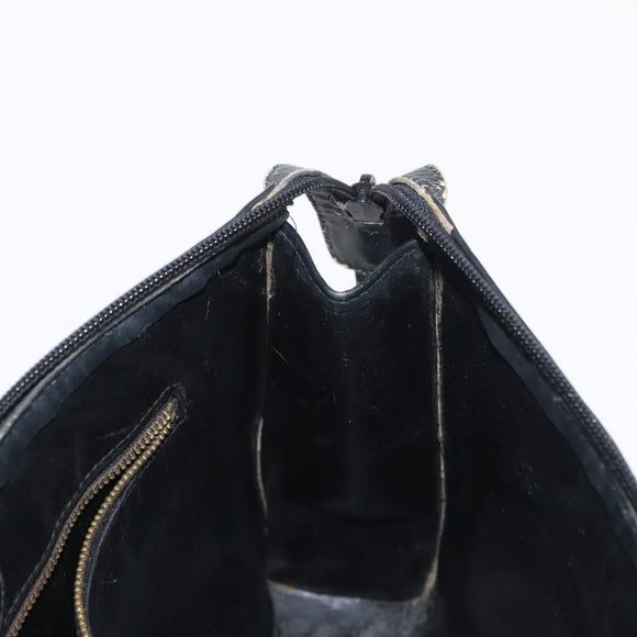 GUCCI Web Sherry Line Clutch Bag Leather Black Gold Auth ka622