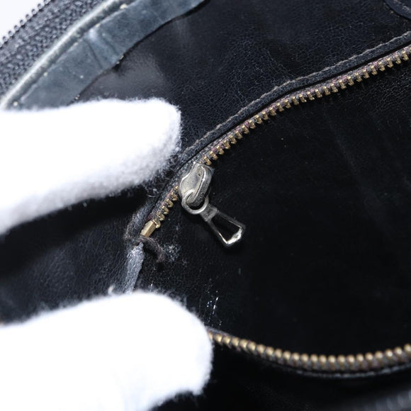 GUCCI Web Sherry Line Clutch Bag Leather Black Gold Auth ka622