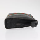 GUCCI Web Sherry Line Clutch Bag Leather Black Gold Auth ka622-4