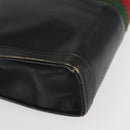 GUCCI Web Sherry Line Clutch Bag Leather Black Gold Auth ka622-8