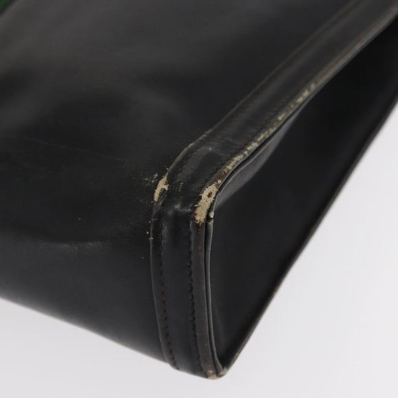 GUCCI Web Sherry Line Clutch Bag Leather Black Gold Auth ka622