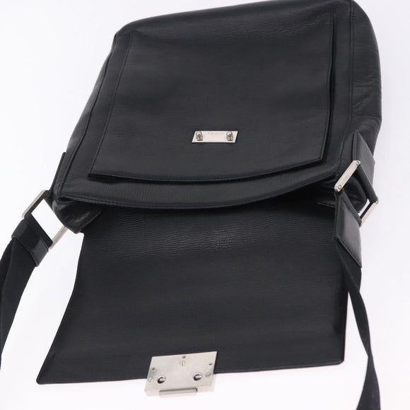 LOEWE Shoulder Bag Leather Black Silver Auth ka6220