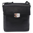 LOEWE Shoulder Bag Leather Black Silver Auth ka6220-13
