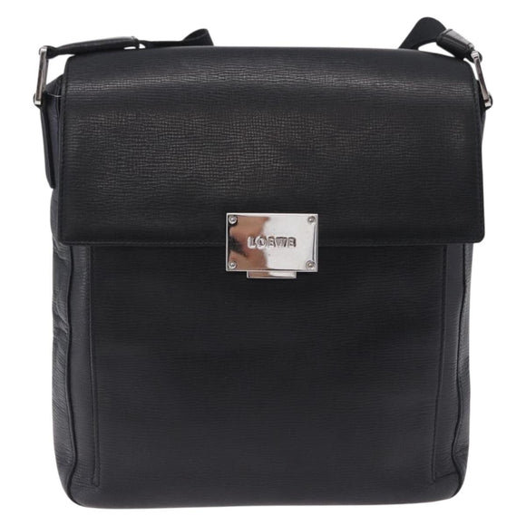 LOEWE Shoulder Bag Leather Black Silver Auth ka6220