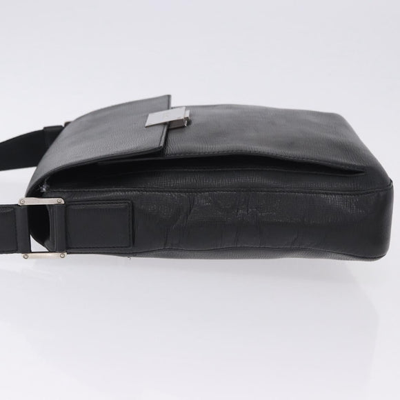LOEWE Shoulder Bag Leather Black Silver Auth ka6220