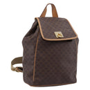 CELINE Macadam Backpack PVC Leather Brown Gold Tone Auth ka6222-1