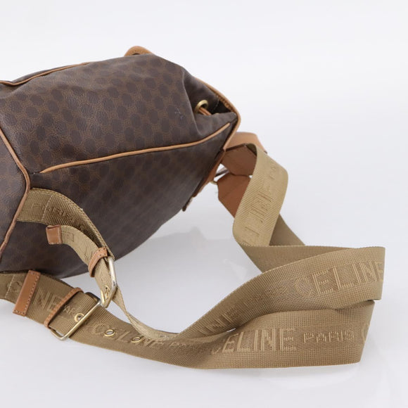 CELINE Macadam Backpack PVC Leather Brown Gold Tone Auth ka6222