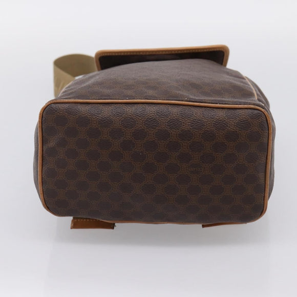 CELINE Macadam Backpack PVC Leather Brown Gold Tone Auth ka6222