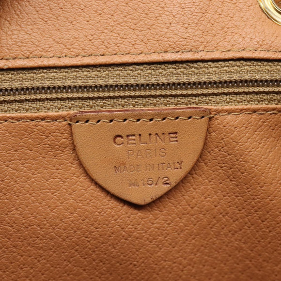 CELINE Macadam Backpack PVC Leather Brown Gold Tone Auth ka6222