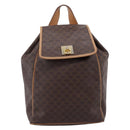 CELINE Macadam Backpack PVC Leather Brown Gold Tone Auth ka6222-2