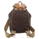 CELINE Macadam Backpack PVC Leather Brown Gold Tone Auth ka6222-3