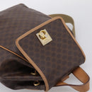 CELINE Macadam Backpack PVC Leather Brown Gold Tone Auth ka6222-6