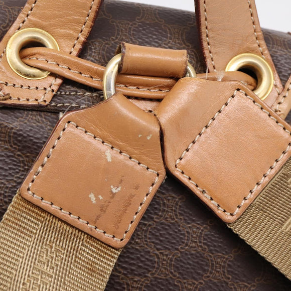 CELINE Macadam Backpack PVC Leather Brown Gold Tone Auth ka6222