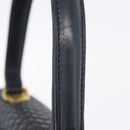 BALLY Hand Bag Leather Navy Gold Tone Auth ka6224-12