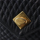BALLY Hand Bag Leather Navy Gold Tone Auth ka6224-18