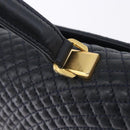 BALLY Hand Bag Leather Navy Gold Tone Auth ka6224-20