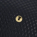 BALLY Hand Bag Leather Navy Gold Tone Auth ka6224-23
