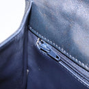 BALLY Hand Bag Leather Navy Gold Tone Auth ka6224-28