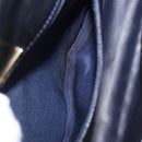 BALLY Hand Bag Leather Navy Gold Tone Auth ka6224-29