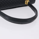 BALLY Hand Bag Leather Navy Gold Tone Auth ka6224-9