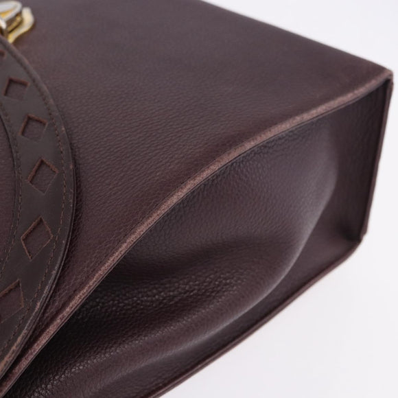 SAINT LAURENT Hand Bag Leather 2way Bordeaux Gold Tone Auth ka6227A