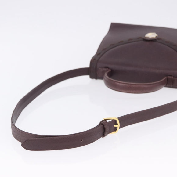 SAINT LAURENT Hand Bag Leather 2way Bordeaux Gold Tone Auth ka6227A