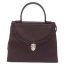 SAINT LAURENT Hand Bag Leather 2way Bordeaux Gold Tone Auth ka6227A-13
