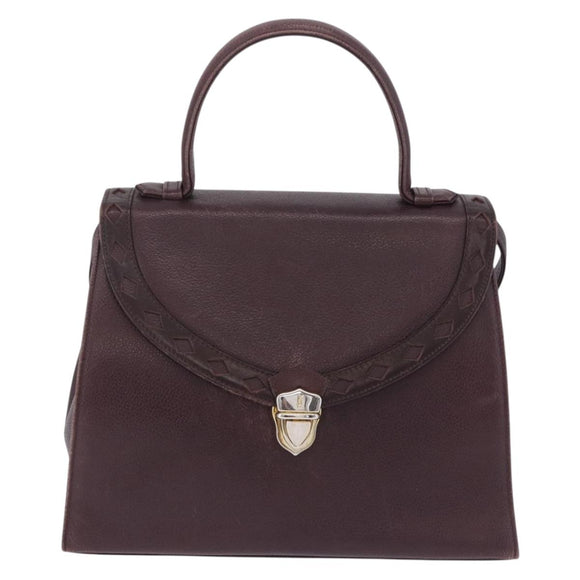 SAINT LAURENT Hand Bag Leather 2way Bordeaux Gold Tone Auth ka6227A