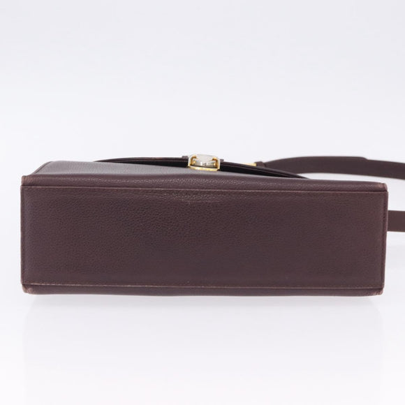 SAINT LAURENT Hand Bag Leather 2way Bordeaux Gold Tone Auth ka6227A