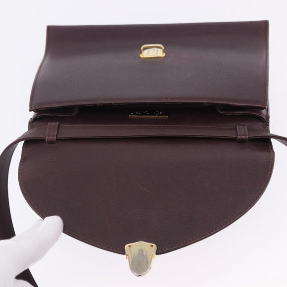 SAINT LAURENT Hand Bag Leather 2way Bordeaux Gold Tone Auth ka6227A