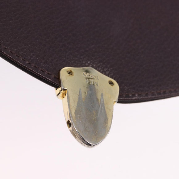 SAINT LAURENT Hand Bag Leather 2way Bordeaux Gold Tone Auth ka6227A