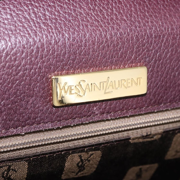 SAINT LAURENT Hand Bag Leather 2way Bordeaux Gold Tone Auth ka6227A