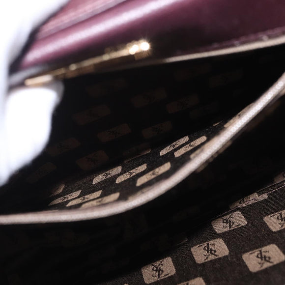SAINT LAURENT Hand Bag Leather 2way Bordeaux Gold Tone Auth ka6227A