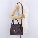 SAINT LAURENT Hand Bag Leather 2way Bordeaux Gold Tone Auth ka6227A-40