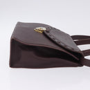 SAINT LAURENT Hand Bag Leather 2way Bordeaux Gold Tone Auth ka6227A-5