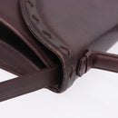 SAINT LAURENT Hand Bag Leather 2way Bordeaux Gold Tone Auth ka6227A-6