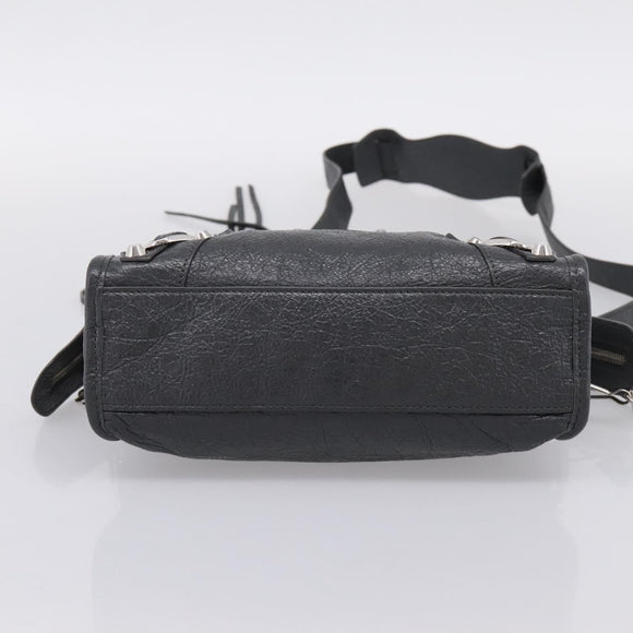 BALENCIAGA Classic Mini City Hand Bag Leather Gray Silver 300295 Auth ka6230SAM