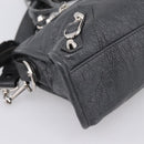 BALENCIAGA Classic Mini City Hand Bag Leather Gray Silver 300295 Auth ka6230SAM-13