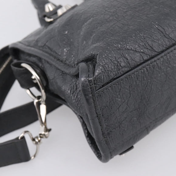 BALENCIAGA Classic Mini City Hand Bag Leather Gray Silver 300295 Auth ka6230SAM