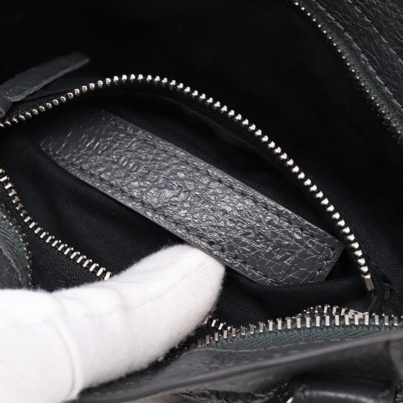 BALENCIAGA Classic Mini City Hand Bag Leather Gray Silver 300295 Auth ka6230SAM