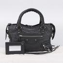 BALENCIAGA Classic Mini City Hand Bag Leather Gray Silver 300295 Auth ka6230SAM-28