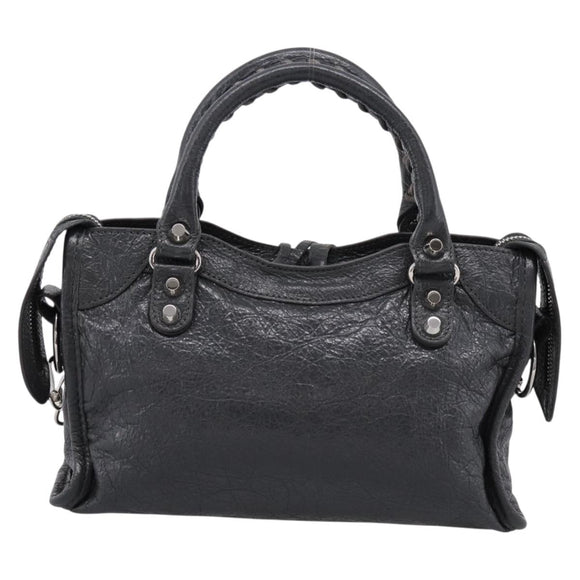 BALENCIAGA Classic Mini City Hand Bag Leather Gray Silver 300295 Auth ka6230SAM