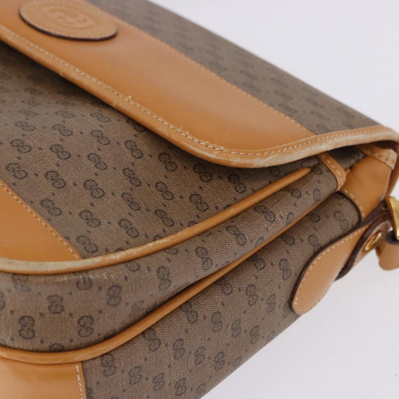 GUCCI Micro GG Shoulder Bag PVC Leather Beige Gold Tone 001 116 0925 Auth ka6232