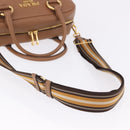 PRADA Hand Bag Leather 2way Beige Gold Tone Auth ka6236M-10