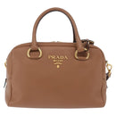 PRADA Hand Bag Leather 2way Beige Gold Tone Auth ka6236M-2