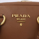 PRADA Hand Bag Leather 2way Beige Gold Tone Auth ka6236M-22